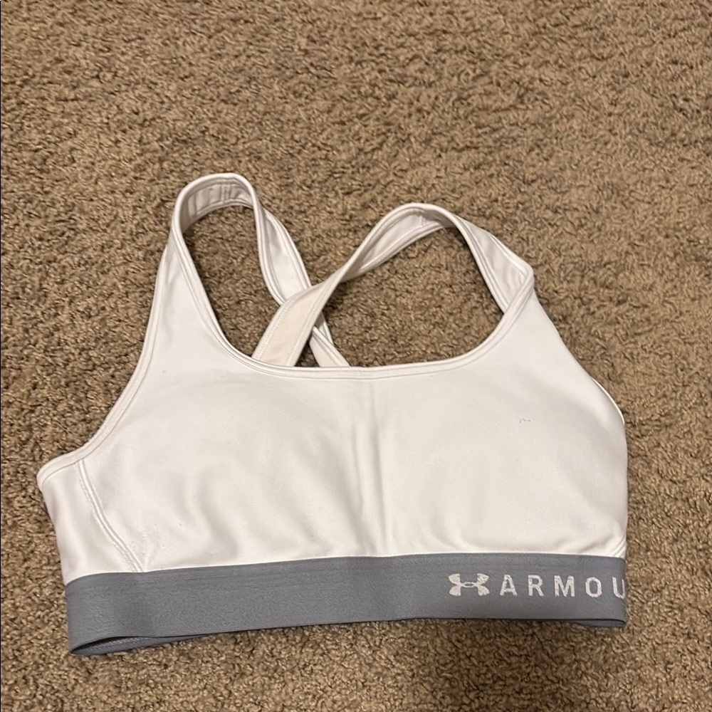 Under Armour White and Gray Sports Bra